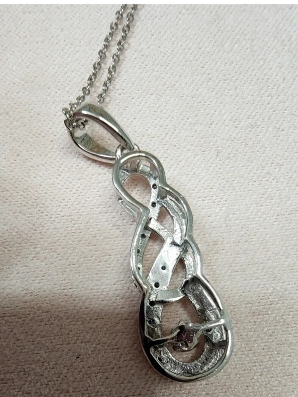 Savvy Cie Sterling Silver Blue Diamond Drop Necklace - 0.10 ctw - Picture 6 of 6